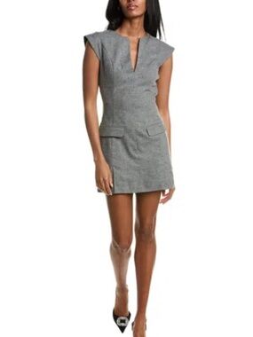 Ba&sh Dornelle Grey Split Neck Mini Dress